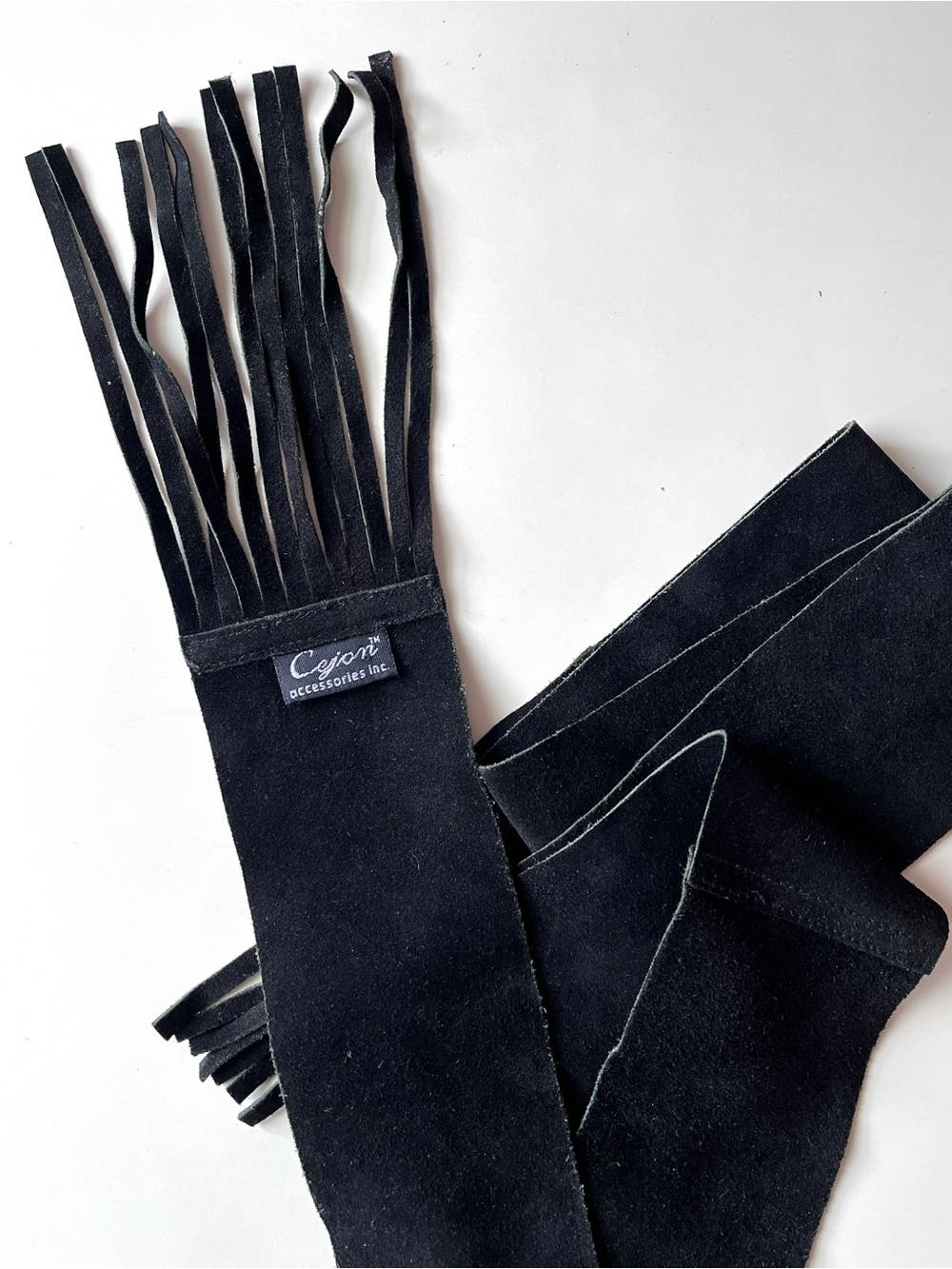 VTG Cejon Genuine Suede Leather Fringe Scarf/Belt Y2K